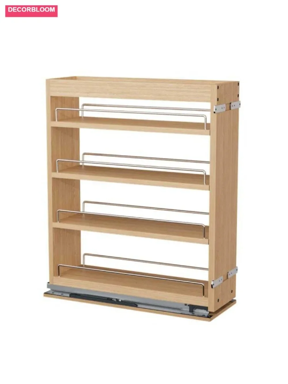 Wood Pull Out Spice Rack Organizer for Cabinet, Heavy Duty Slide Out Shelf, 100